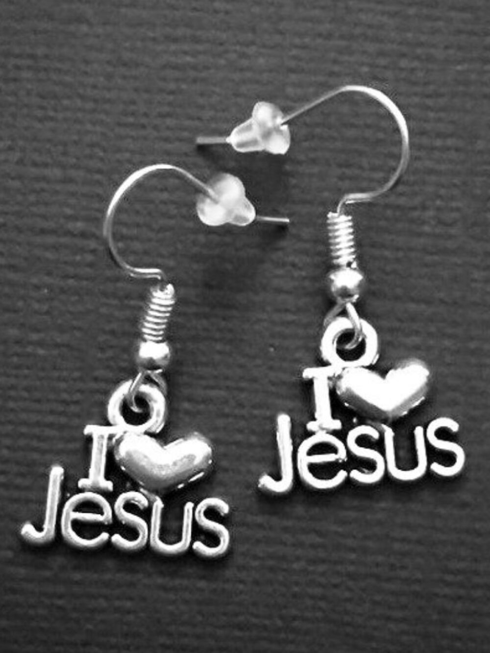 [NEW] I Love Jesus Charm Earrings, Stainless Steel Dangle Hook Earring Accessory